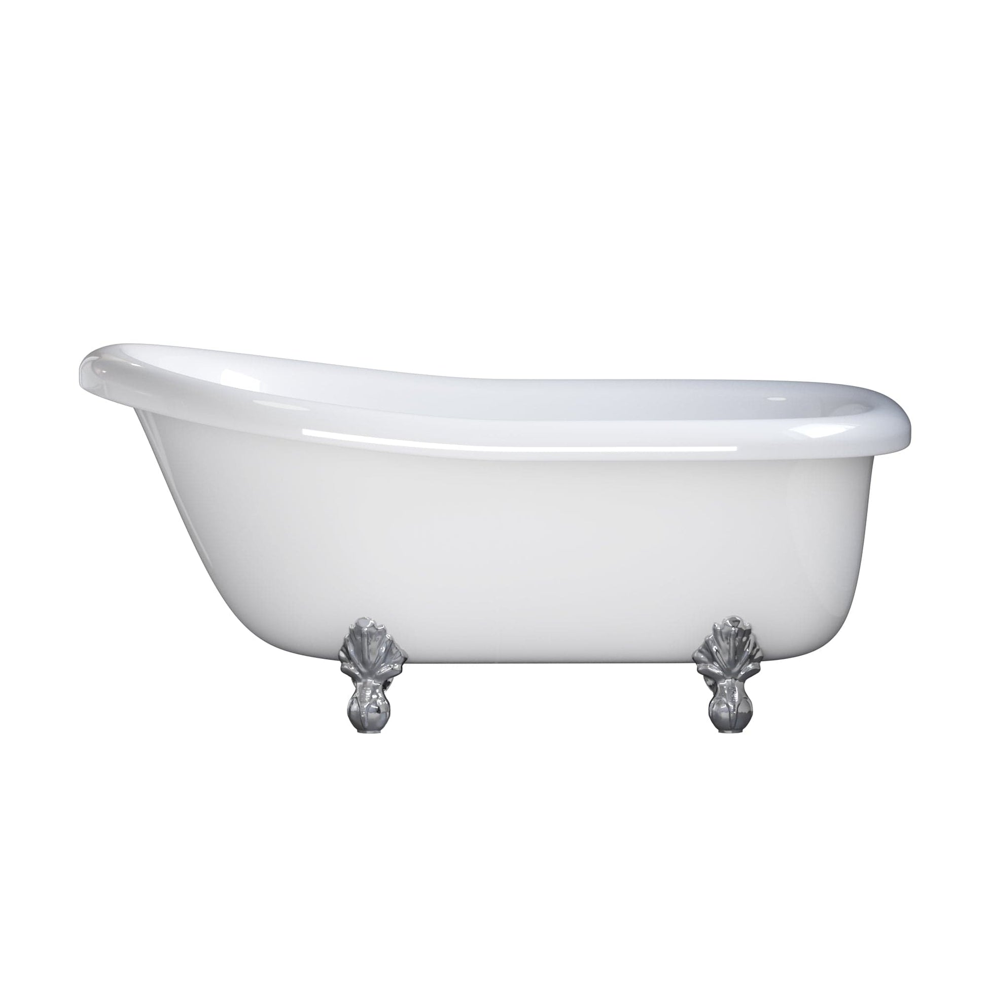 Cambridge Plumbing USA-AST60-NH-CP USA Quality 60" Clawfoot Slipper Tub with Contiuous Rim and Polished Chrome Feet (USA-AST60-NH-CP)