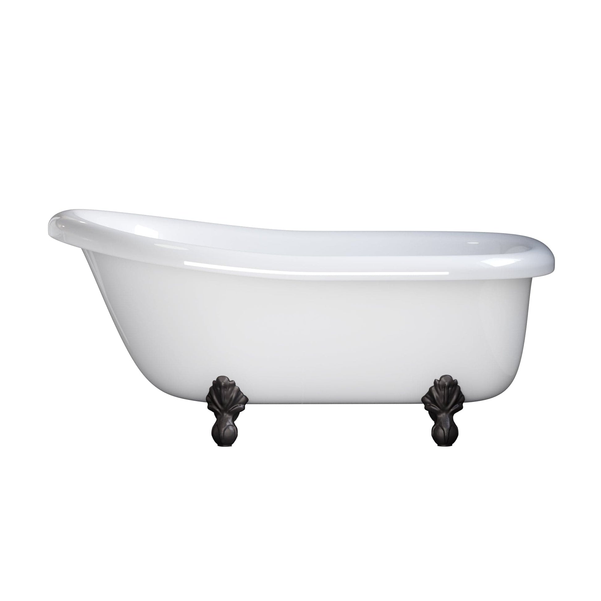 Cambridge Plumbing USA-AST60-NH-ORB USA Quality 60" Clawfoot Slipper Tub with Contiuous Rim and Oil Rubbed Bronze Feet (USA-AST60-NH-ORB)