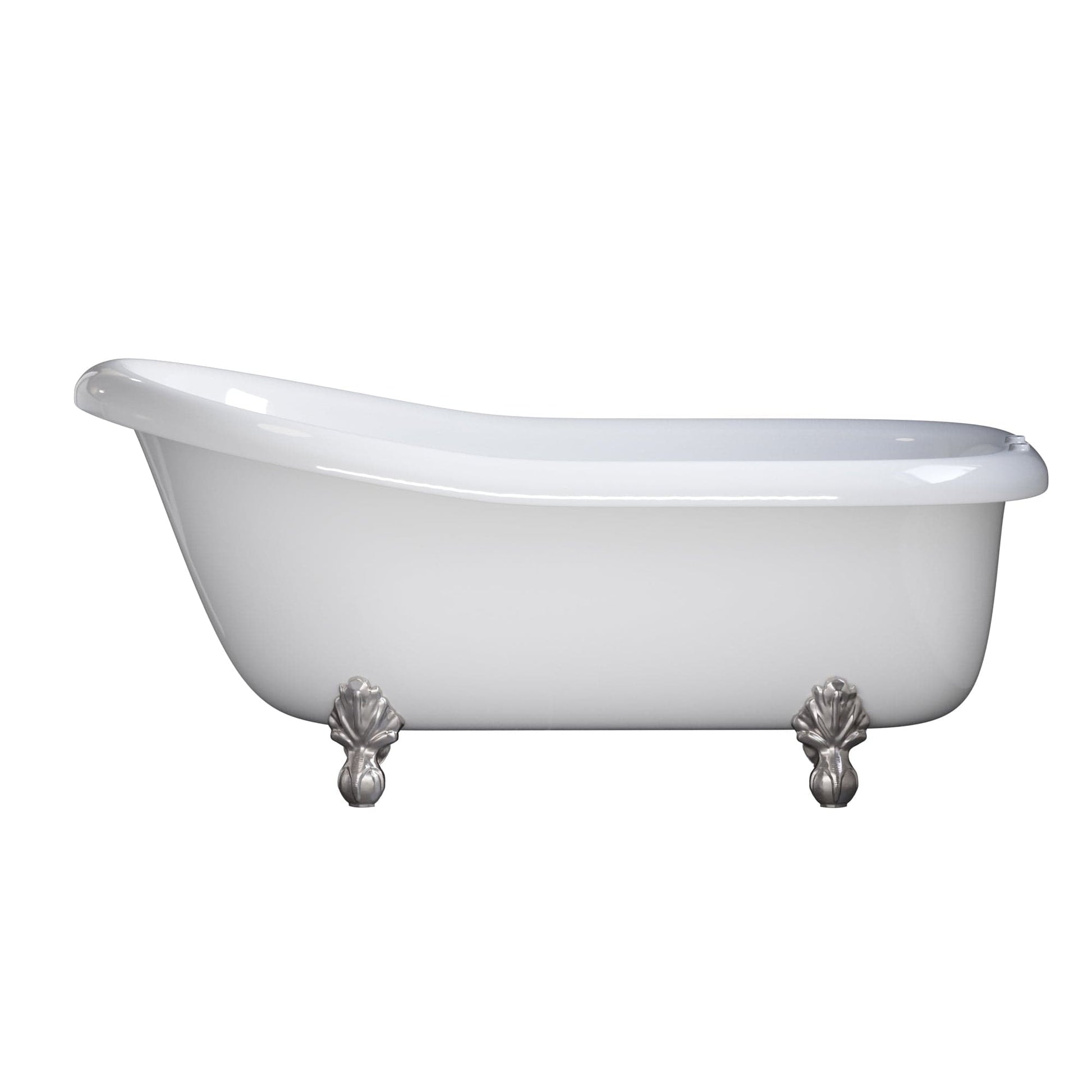 Cambridge Plumbing USA-AST66-DH-BN USA Quality 66" Clawfoot Slipper Tub with Deck Mount Faucet Holes and Brushed Nickel Feet (USA-AST66-DH-BN)