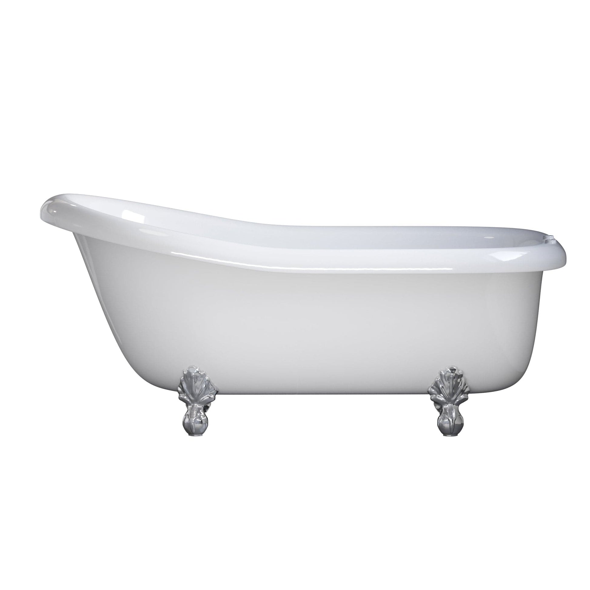 Cambridge Plumbing USA-AST66-DH-CP USA Quality 66" Clawfoot Slipper Tub with Deck Mount Faucet Holes and Polished Chrome Feet (USA-AST66-DH-CP)