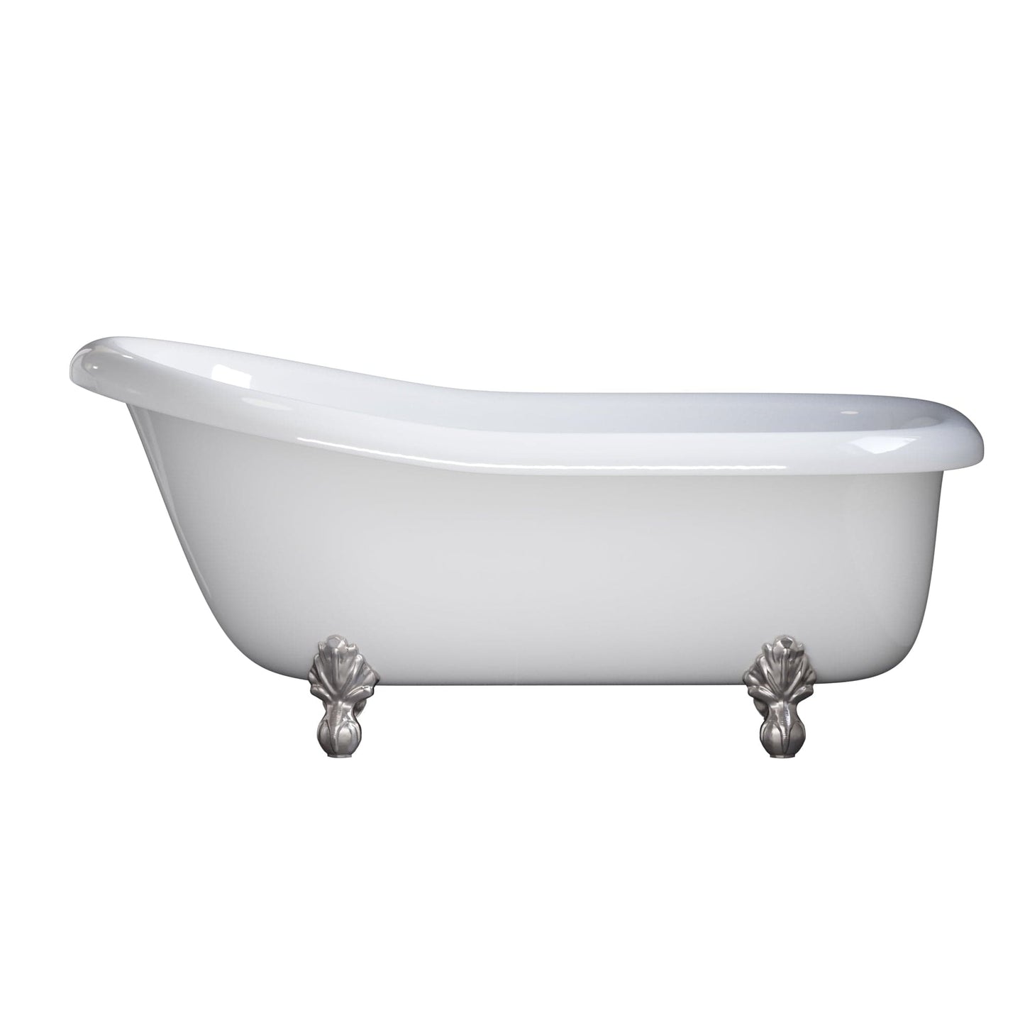 Cambridge Plumbing USA-AST66-NH-BN USA Quality 66" Clawfoot Slipper Tub with Contiuous Rim and Brushed Nickel Feet (USA-AST66-NH-BN)