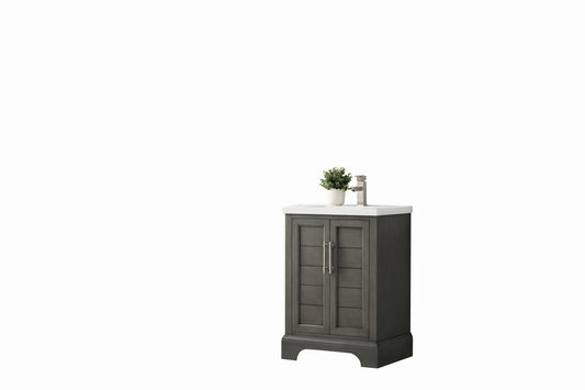 24 Inch Single Sink Bathroom Vanity in Gray with Ceramic Sink and Countertop - Vanity Art VA5024-SG