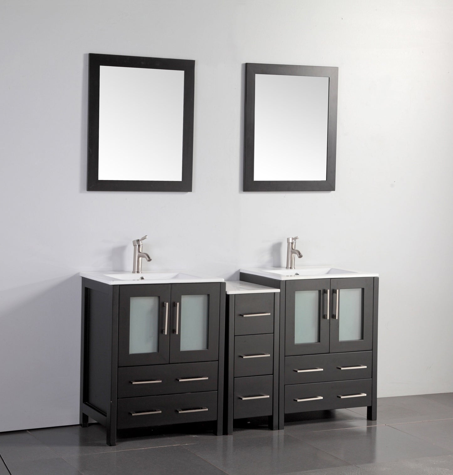 60 Inch Double Sink Bathroom Vanity in Espresso with Ceramic Countertop - Vanity Art VA3024-60E