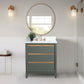 30 Inch Single Sink Bathroom Vanity in Vintage Green with Marble Countertop - Vanity Art VA8030-VG