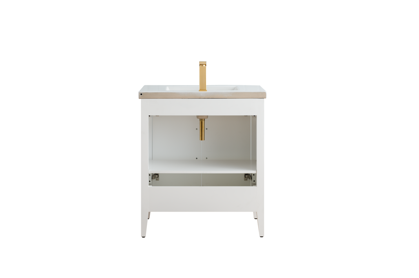 30 Inch Single Sink Bathroom Vanity in White with Ceramic Top - Vanity Art VA9030-W