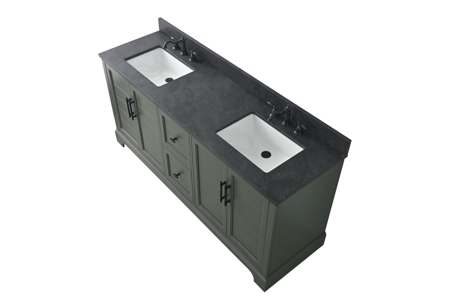 72 Inch Double Sink Bathroom Vanity in Vintage Green with Marble Countertop & Backsplash - Vanity Art VA5072-DVG