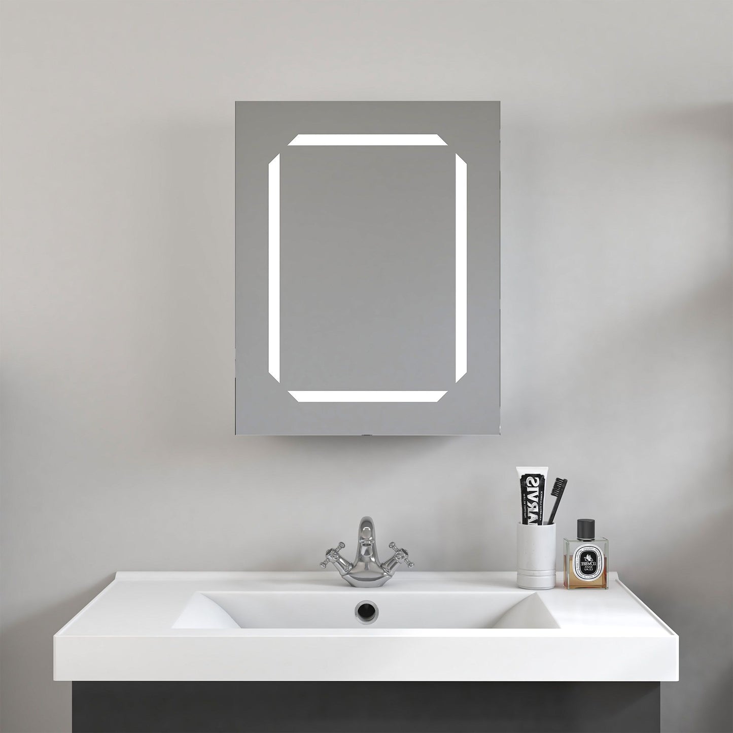 Rectangular 19.5 Inch x 25 Inch LED Mirror Medicine Cabinet with Rock Switch - Vanity Art VA31