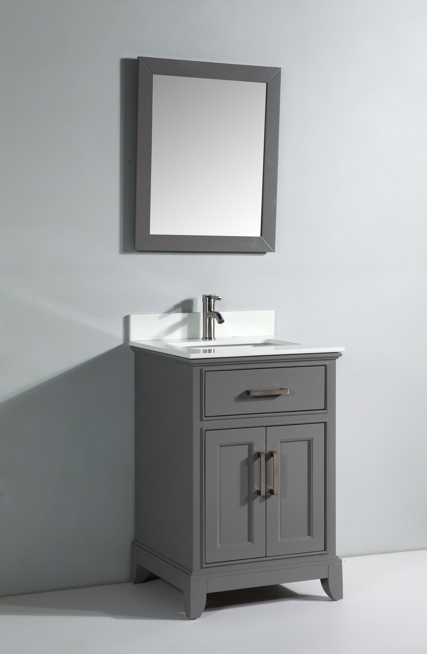 30 Inch Single Sink Bathroom Vanity in Gray with White Marble Countertop - Vanity Art VA1030G