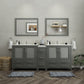 84 Inch Double Sink Bathroom Vanity in Gray with Ceramic Countertop - Vanity Art VA3036-84G