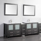 96 Inch Double Sink Bathroom Vanity in Espresso with Ceramic Countertop - Vanity Art VA3036-96E