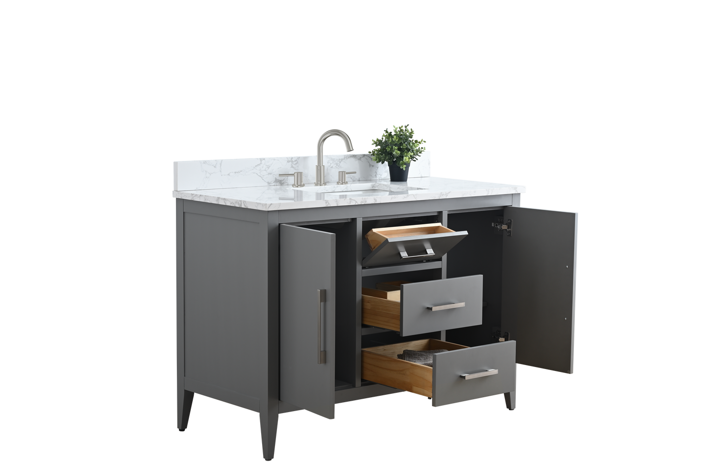 48 Inch Single Sink Bathroom Vanity in Cashmere Gray with Marble Countertop - Vanity Art VA9048-G