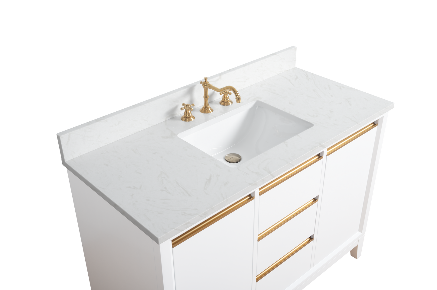 48 Inch Single Sink Bathroom Vanity in White with Marble Countertop - Vanity Art VA8048-W