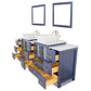 84 Inch Double Sink Bathroom Vanity in Blue with Marble Countertop - Vanity Art VA3124-84B