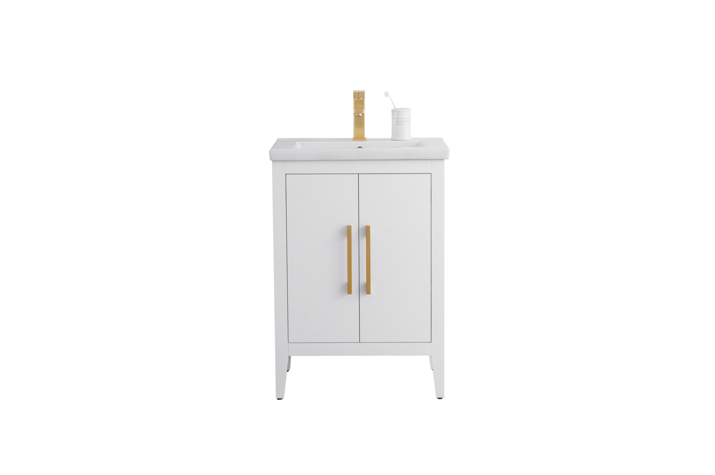 24 Inch Single Sink Bathroom Vanity in White with Ceramic Top - Vanity Art VA9024-W