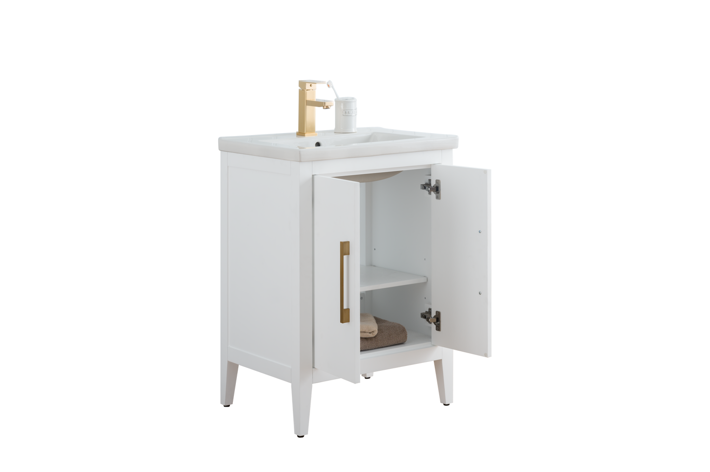 24 Inch Single Sink Bathroom Vanity in White with Ceramic Top - Vanity Art VA9024-W