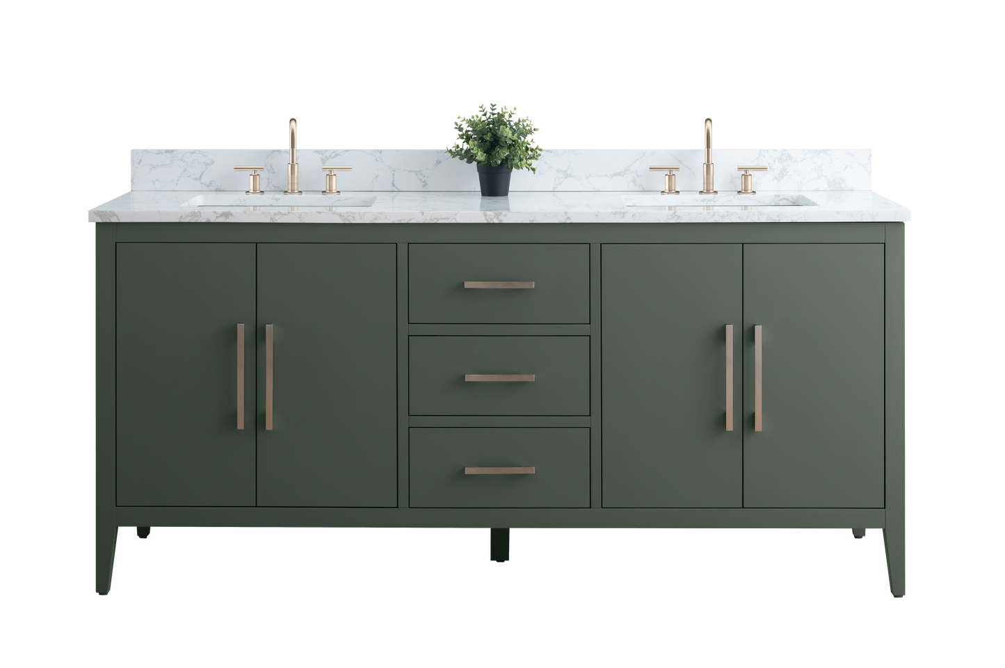 72 Inch Double Sink Bathroom Vanity in Vintage Green with Marble Countertop - Vanity Art VA9072-DVG