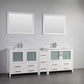 84 Inch Double Sink Bathroom Vanity in White with Ceramic Countertop - Vanity Art VA3036-84W