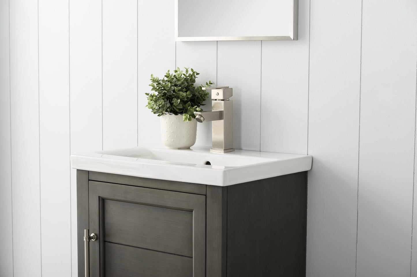 20 Inch Single Sink Bathroom Vanity in Gray with Ceramic Sink and Countertop - Vanity Art VA5020-SG