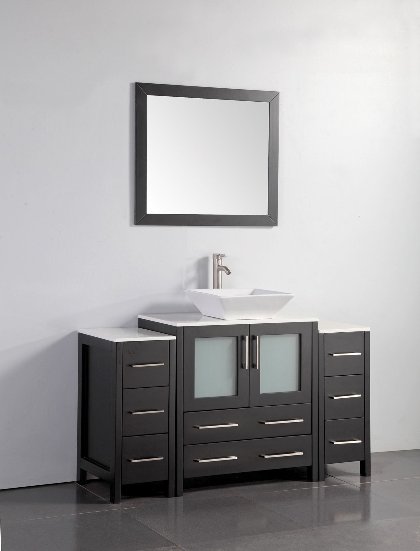 54 Inch Single Sink Bathroom Vanity in Espresso with Marble Countertop - Vanity Art VA3130-54E