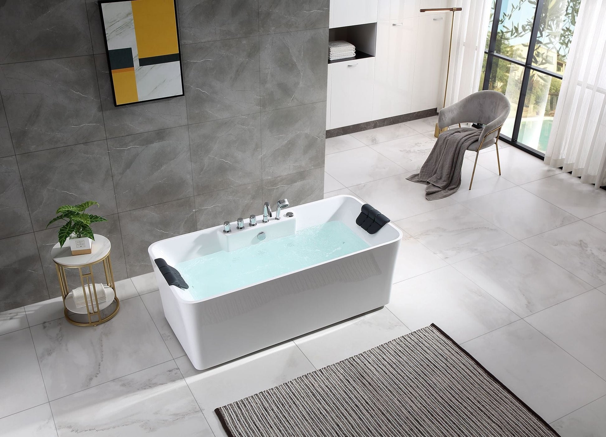 Empava EMPV-59AIS15 Empava - 59AIS15 59 in. Whirlpool Freestanding Bathtub