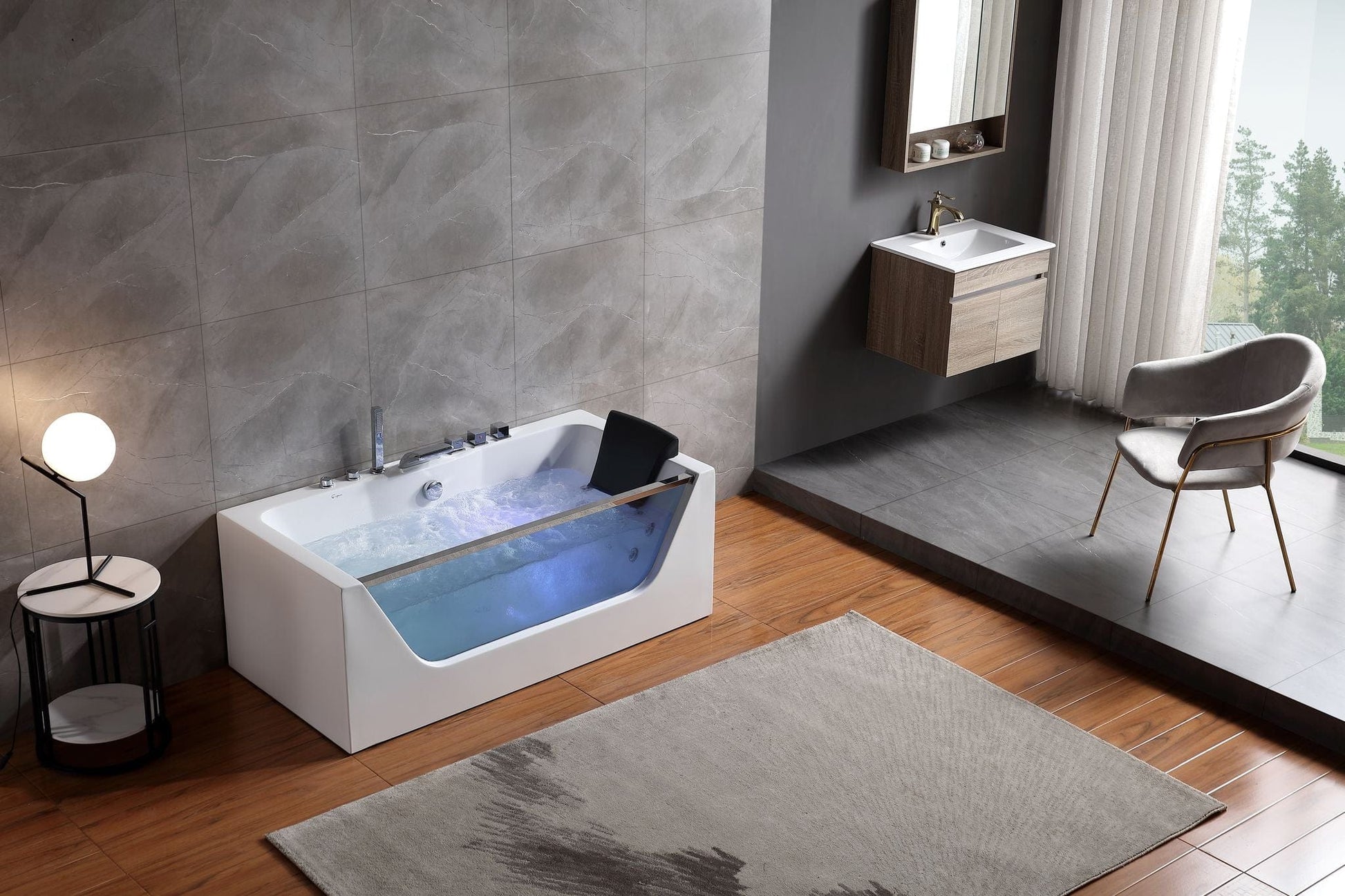 Empava EMPV-59JT408LED Empava - 59JT408LED - 59 in. Whirlpool Rectangular Bathtub