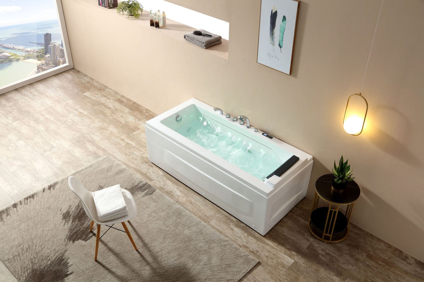 Empava EMPV-67JT351LED Empava - 67JT351LED - 67 in. Whirlpool Rectangular Bathtub