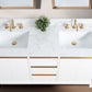 60 Inch Double Sink Bathroom Vanity in White with Marble Countertop - Vanity Art VA8060-DW