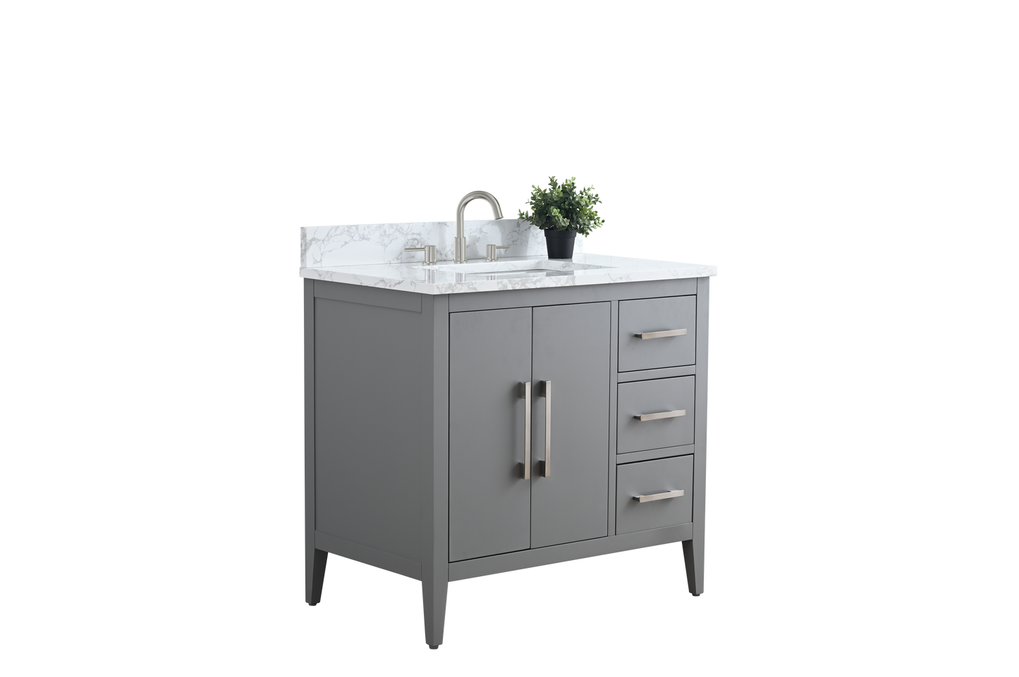 36 Inch Single Sink Bathroom Vanity in Cashmere Gray with Marble Countertop - Vanity Art VA9036-G