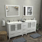 84 Inch Double Sink Bathroom Vanity in White with Ceramic Countertop - Vanity Art VA3036-84W