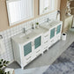 84 Inch Double Sink Bathroom Vanity in White with Ceramic Countertop - Vanity Art VA3036-84W