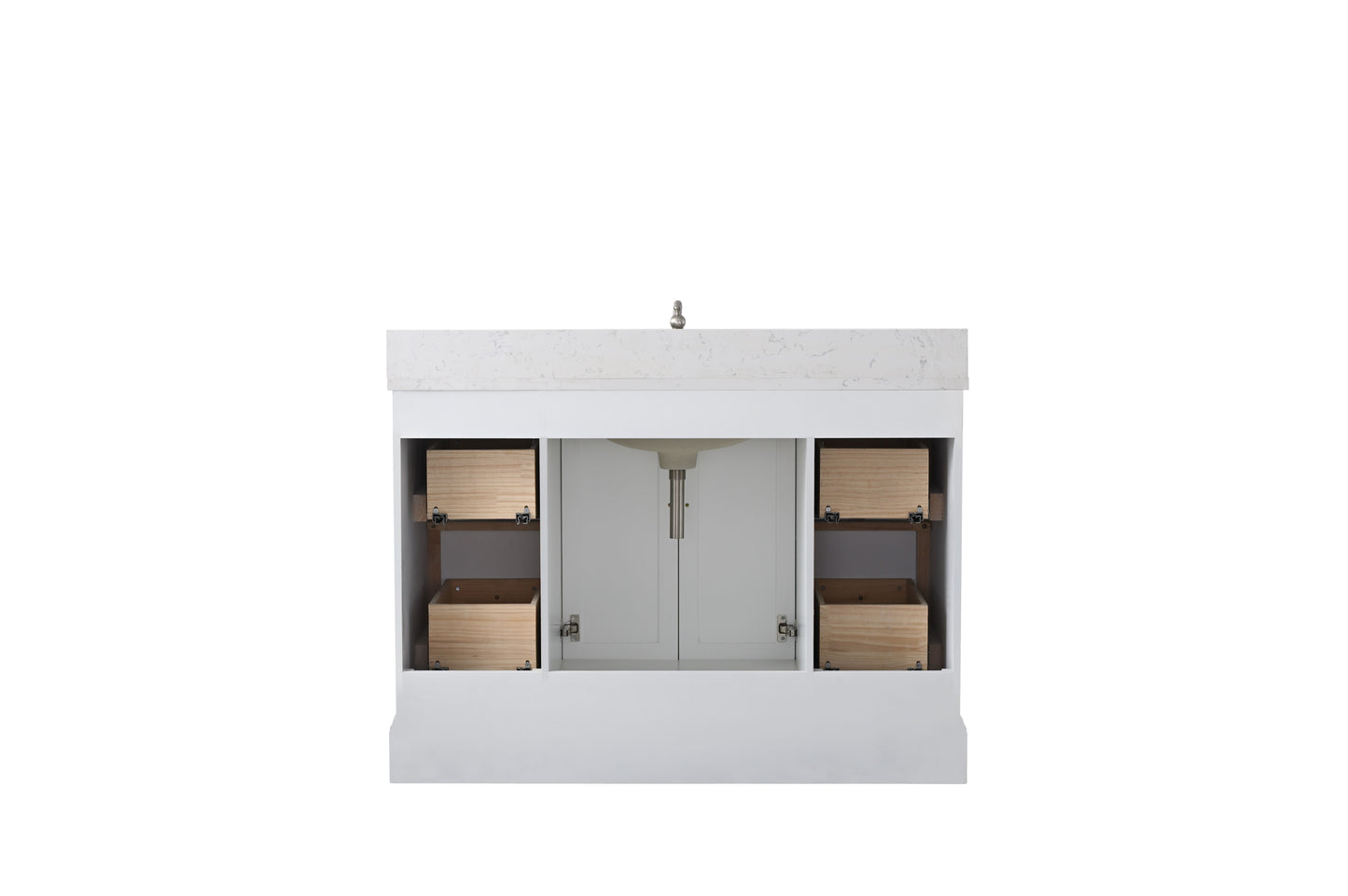 48 Inch Single Sink Bathroom Vanity in White with Marble Countertop & Backsplash - Vanity Art VA5048-W