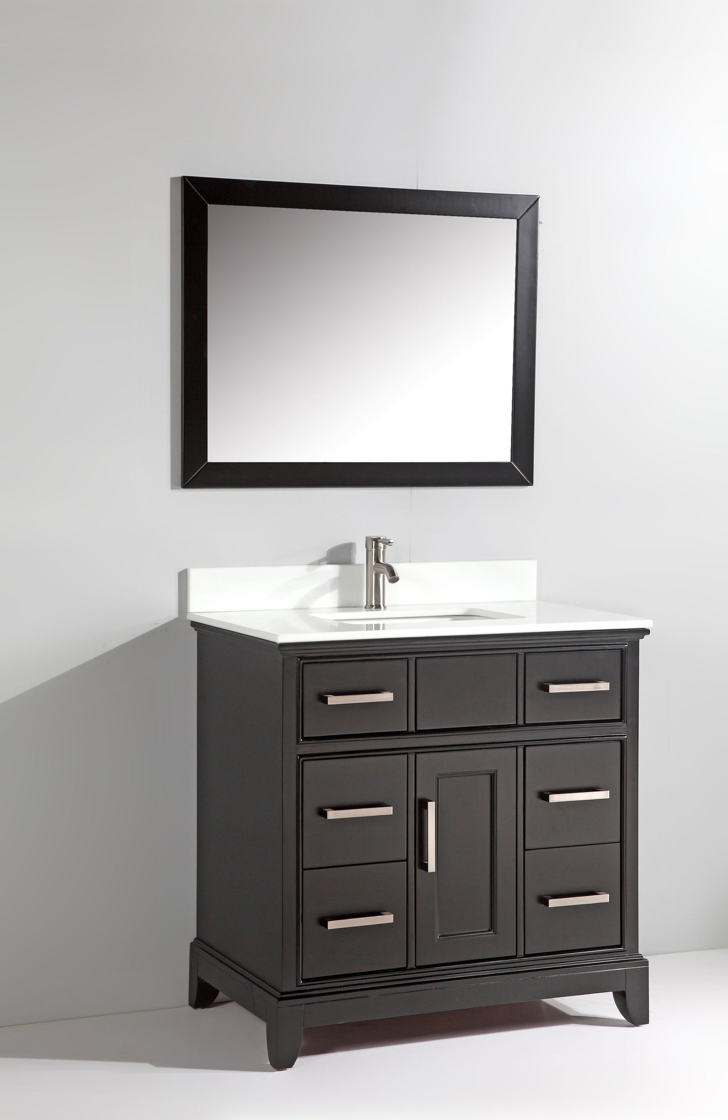 36 Inch Single Sink Bathroom Vanity in Espresso with White Marble Countertop - Vanity Art VA1036E