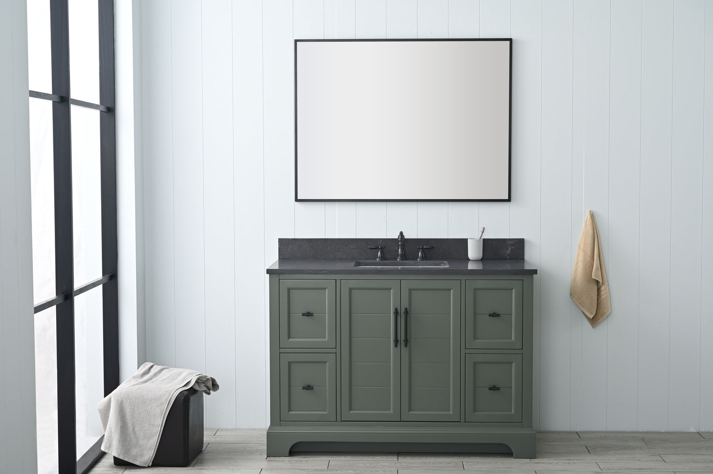 48 Inch Single Sink Bathroom Vanity in Vintage Green with Marble Countertop & Backsplash - Vanity Art VA5048-VG