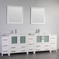 96 Inch Double Sink Bathroom Vanity in White with Ceramic Countertop - Vanity Art VA3030-96W