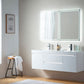 60 Inch LED Lighted Wall Hung Double Sink Bathroom Vanity in White with Resin Top - Vanity Art VA6060DWL