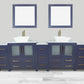 96 Inch Double Sink Bathroom Vanity in Blue with Marble Countertop - Vanity Art VA3130-96B