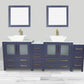 84 Inch Double Sink Bathroom Vanity in Blue with Marble Countertop - Vanity Art VA3130-84B