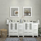 72 Inch Double Sink Bathroom Vanity in White with Ceramic Countertop - Vanity Art VA3024-72W