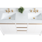 60 Inch Double Sink Bathroom Vanity in White with Marble Countertop - Vanity Art VA8060-DW