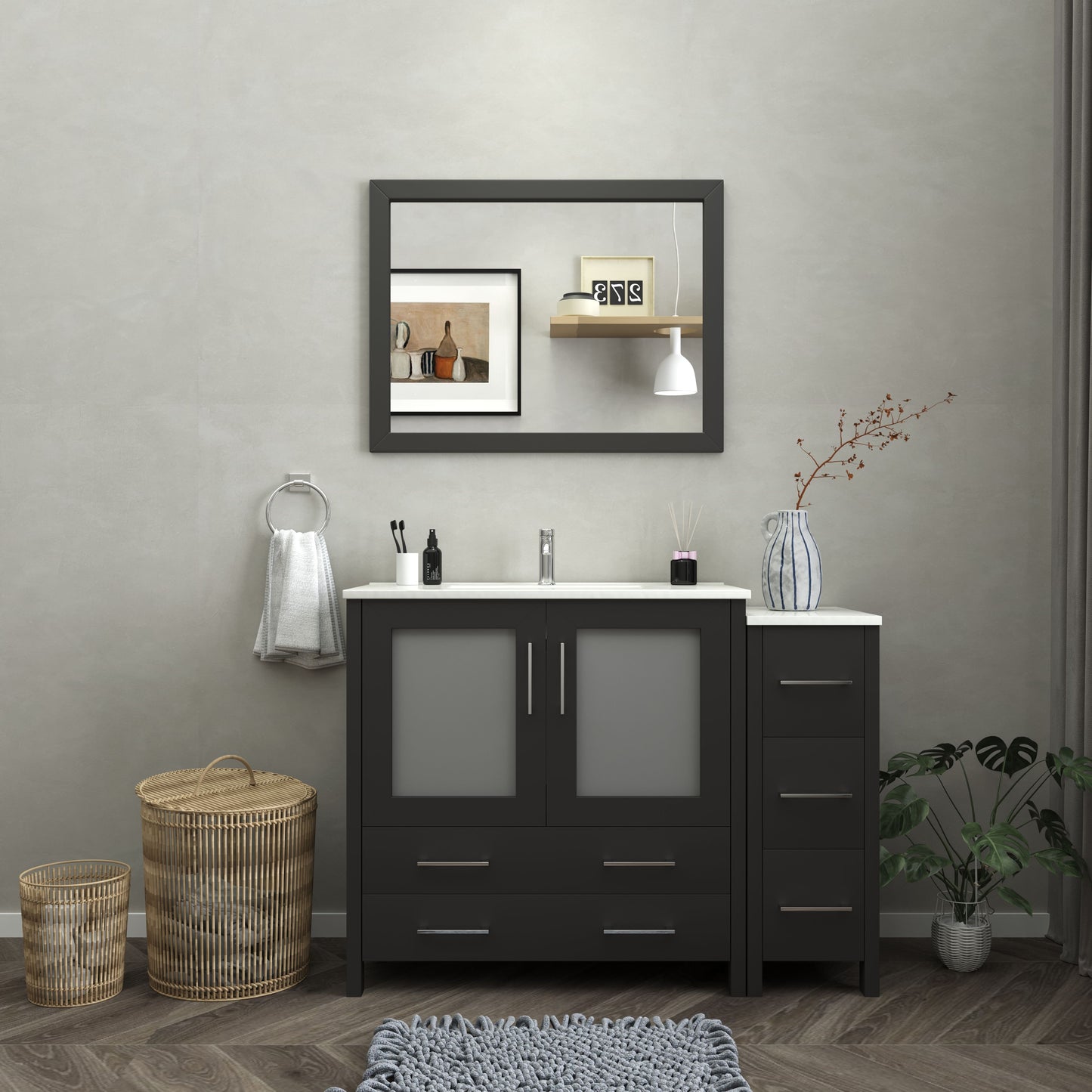 48 Inch Single Sink Bathroom Vanity in Espresso with Ceramic Countertop - Vanity Art VA3036-48E