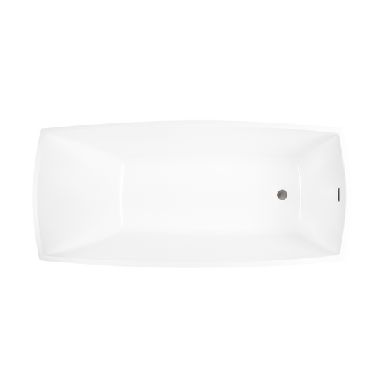 67 Inch Freestanding White Acrylic Bathtub with Overflow And Pop-Up Drain - Vanity Art VA6841-BN