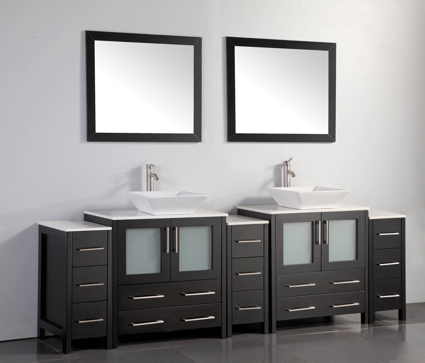 96 Inch Double Sink Bathroom Vanity in Espresso with Marble Countertop - Vanity Art VA3130-96E