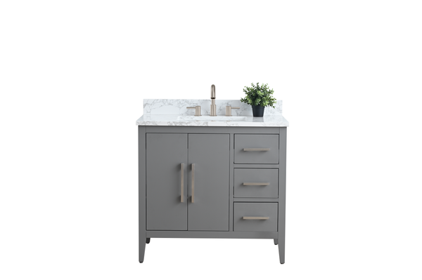 36 Inch Single Sink Bathroom Vanity in Cashmere Gray with Marble Countertop - Vanity Art VA9036-G