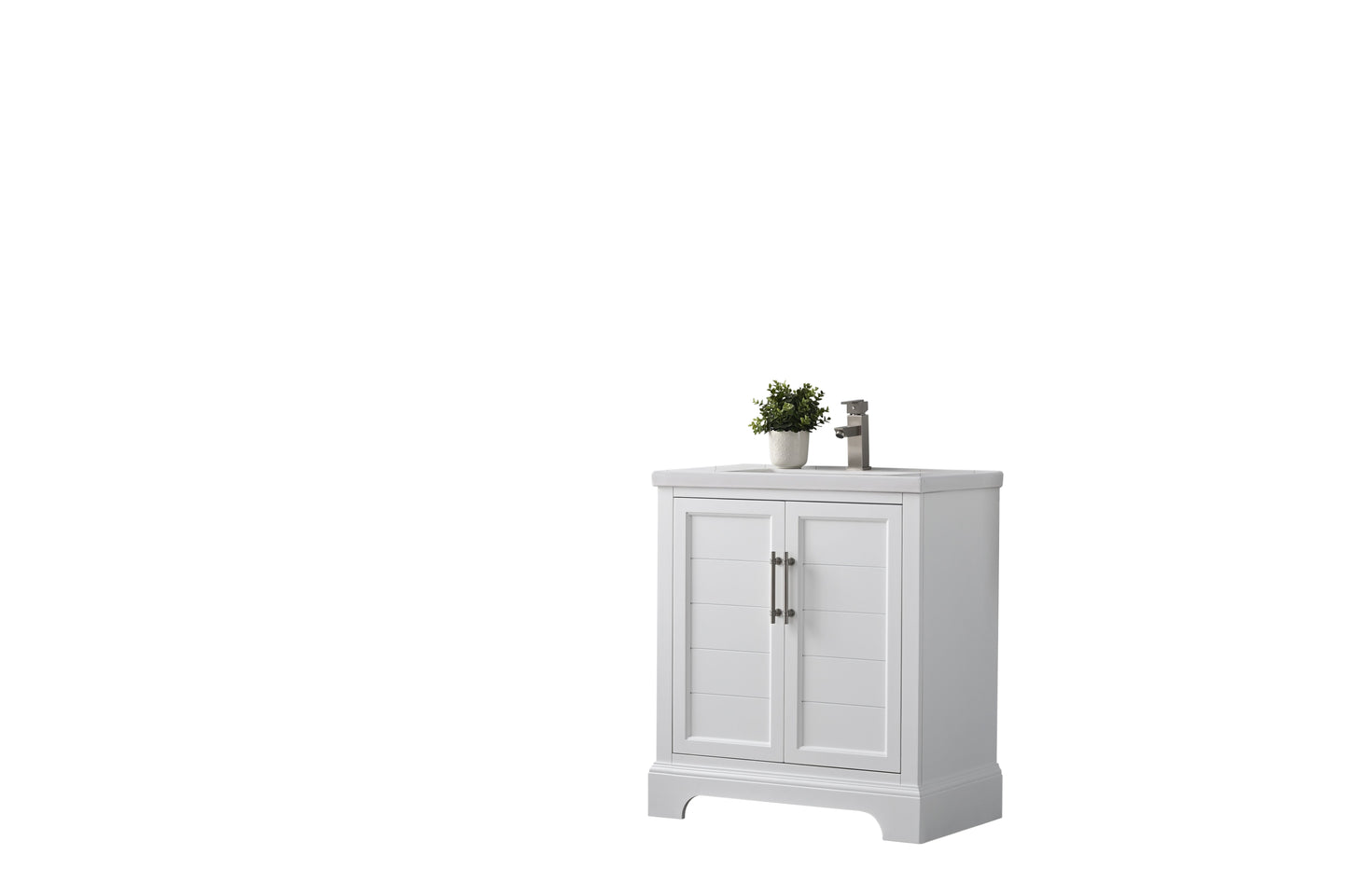 30 Inch Single Sink Bathroom Vanity in White with Ceramic Sink and Countertop - Vanity Art VA5030-W