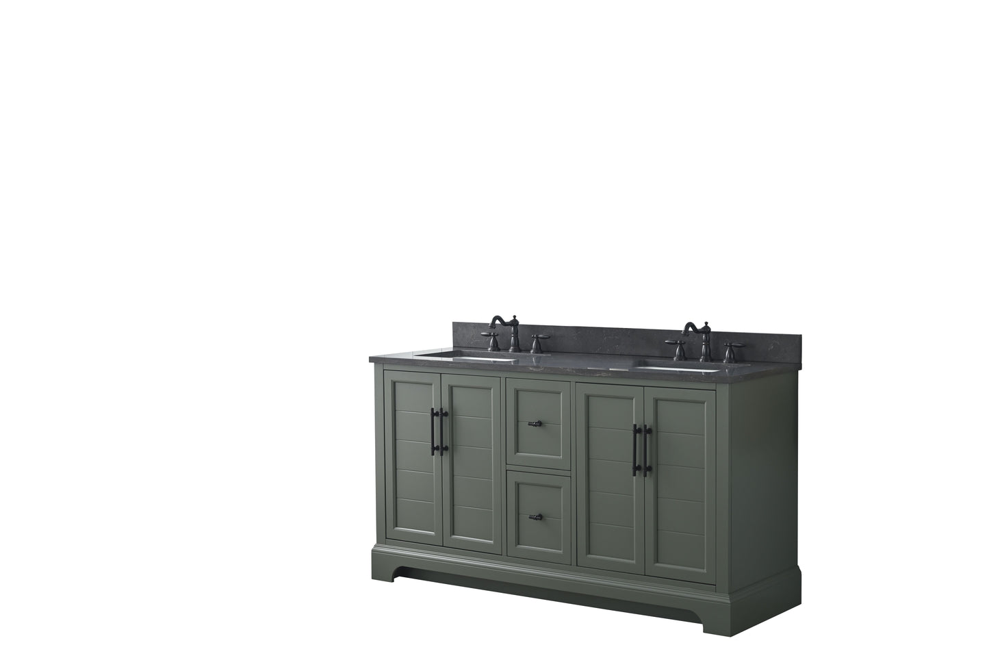 60 Inch Double Sink Bathroom Vanity in Vintage Green with Marble Countertop & Backsplash - Vanity Art VA5060-DVG