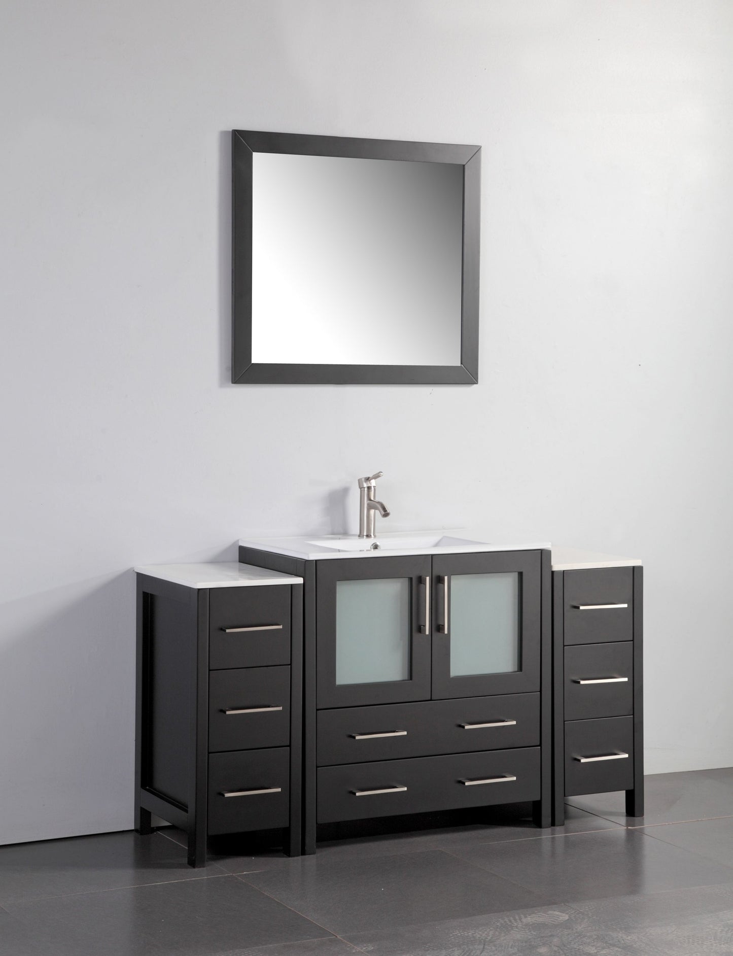 54 Inch Single Sink Bathroom Vanity in Espresso with Ceramic Countertop - Vanity Art VA3030-54E