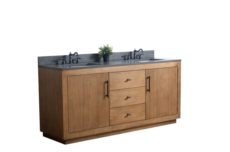 72 Inch Double Sink Bathroom Vanity in Tan with Limestone Top - Vanity Art VA7072-DT-BT