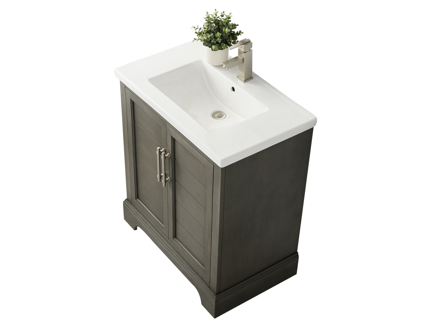 30 Inch Single Sink Bathroom Vanity in Gray with Ceramic Sink and Countertop - Vanity Art VA5030-SG