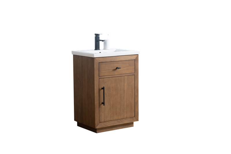 24 Inch Single Sink Bathroom Vanity in Tan with Marble Countertop - Vanity Art VA7024-T