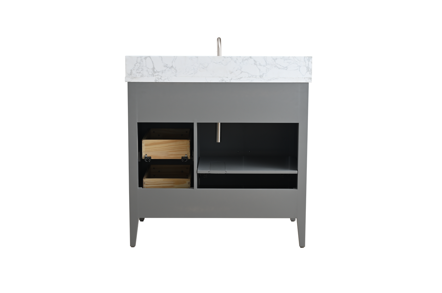 36 Inch Single Sink Bathroom Vanity in Cashmere Gray with Marble Countertop - Vanity Art VA9036-G